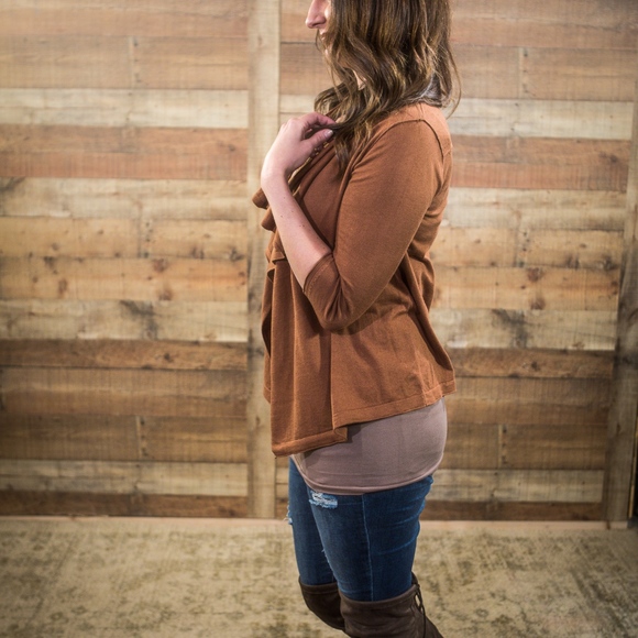 Leaf Peeper Drape Cardigan in Rust - Picture 2 of 3